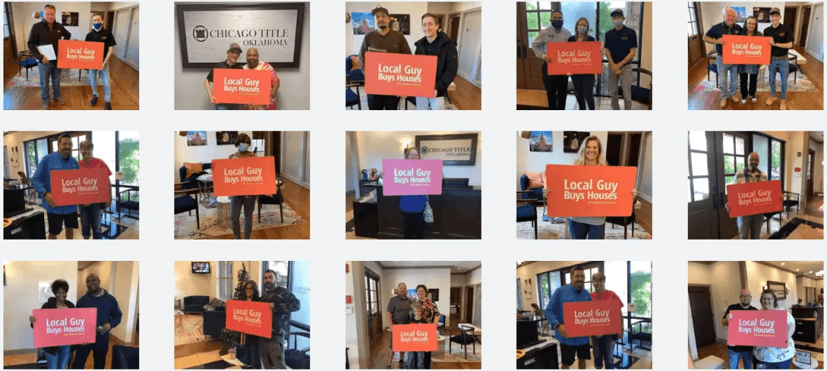 A collage of happy homeowners who sold their houses to Local Guy Buys Houses